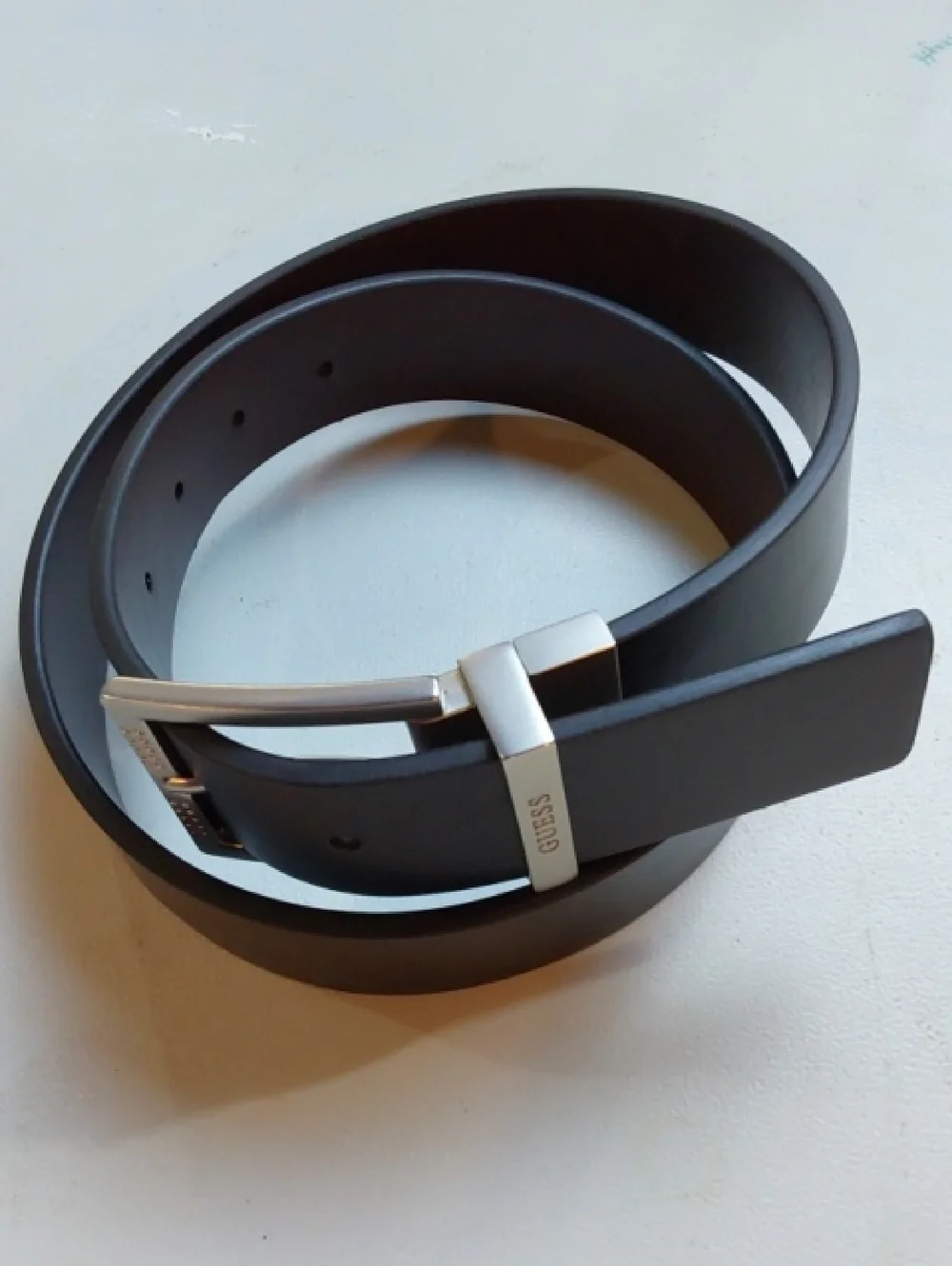 GUESS| Men’s Black Brown Dress Reversible Belt Silver Buckle Preppy New Sz.S